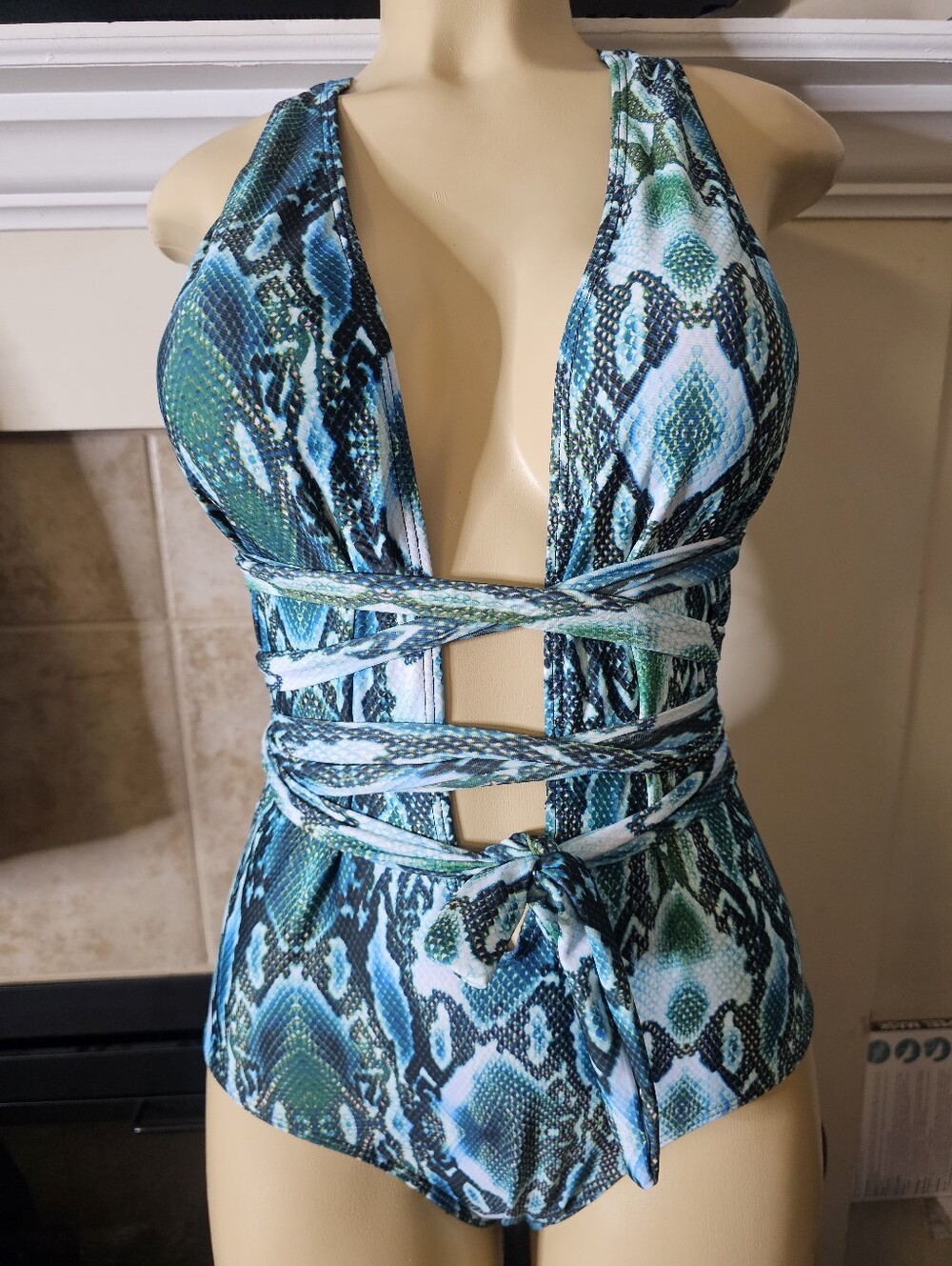 New! Multiway Plunge one-piece Snakeskin swimsuit.